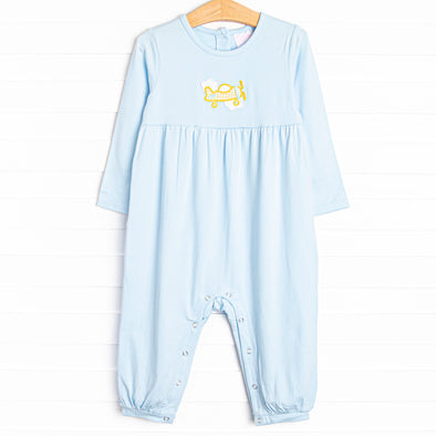 Wright Flight Applique Romper, Blue