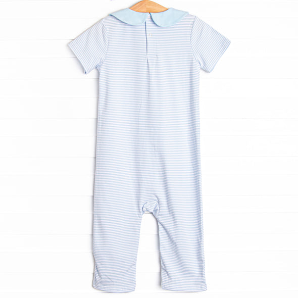 Lucky Trio Applique Romper, Blue