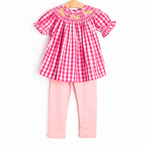 Trail Ride Trio Smocked Legging Set, Pink