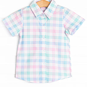 Cotton Candy Colors Button-Down Shirt, Green