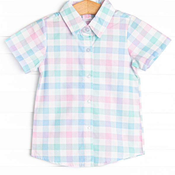 Cotton Candy Colors Button-Down Shirt, Green