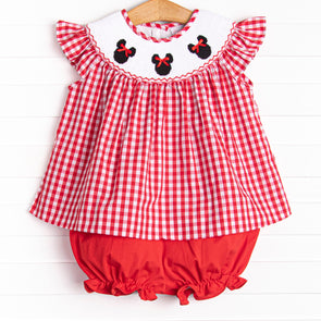 Clubhouse Mouse Smocked Bloomer Set, Red