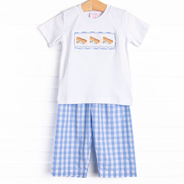 Trail Ride Trio Smocked Pant Set, Blue