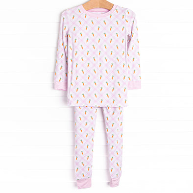 Carrot Patch Bamboo Pajama Set, Pink