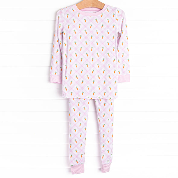 Carrot Patch Bamboo Pajama Set, Pink