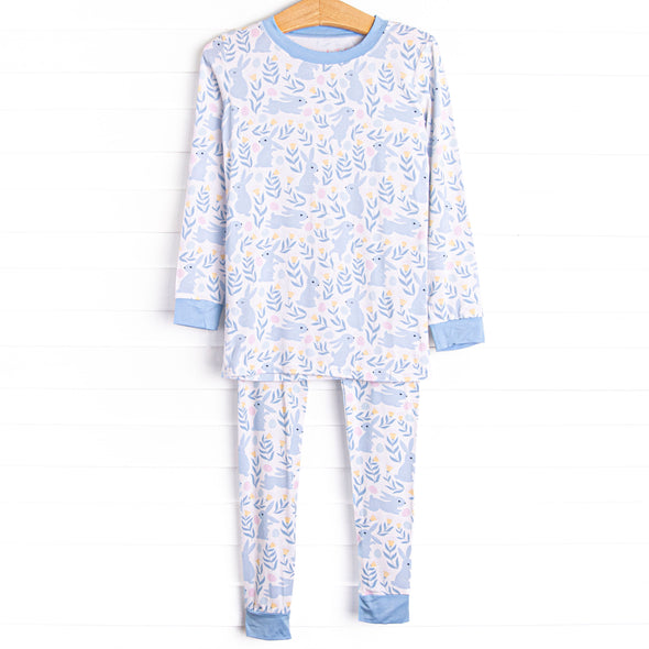 Blue Bunny Trails Bamboo Pajama Set, Blue