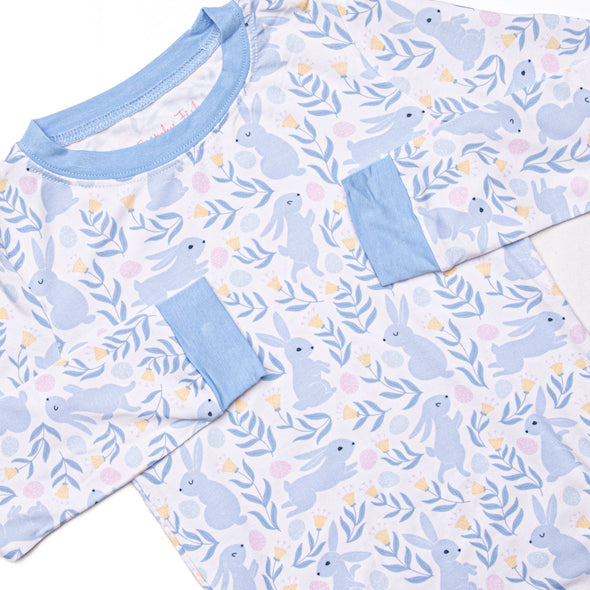 Blue Bunny Trails Bamboo Pajama Set, Blue