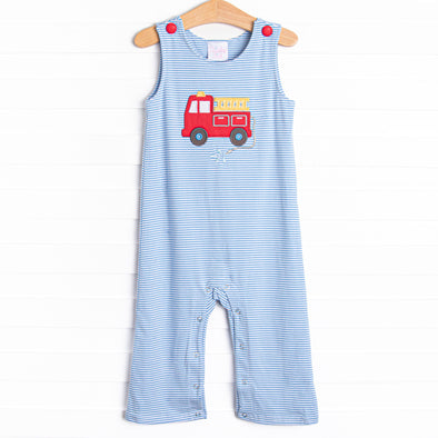 Red Rescue Applique Jon Jon, Blue Stripe