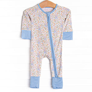 Cottontails and Carrots Bamboo Zippy Pajama, Blue