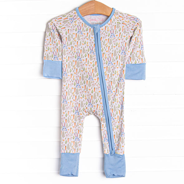 Cottontails and Carrots Bamboo Zippy Pajama, Blue