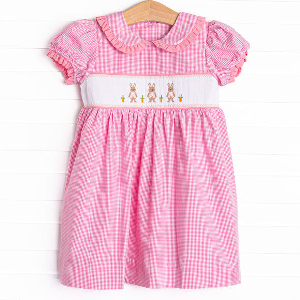 Poppy Cottontail Smocked Dress, Pink Gingham