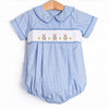 Peter Cottontail Smocked Bubble, Blue Gingham