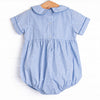 Peter Cottontail Smocked Bubble, Blue Gingham