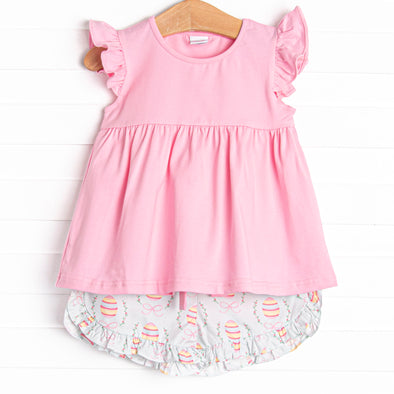 Egg-Stra Special Sunday Ruffle Short Set, Pink