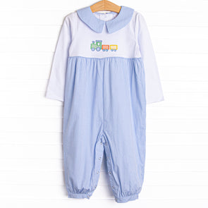 Choo Choo Charlie Applique Romper, Blue