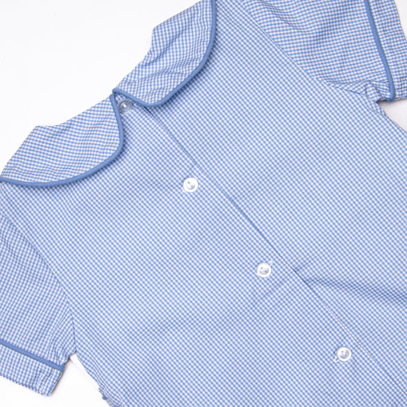 Peter Cottontail Smocked Short Set, Blue Gingham