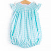 Traditional Teal Smocked Bubble, Green