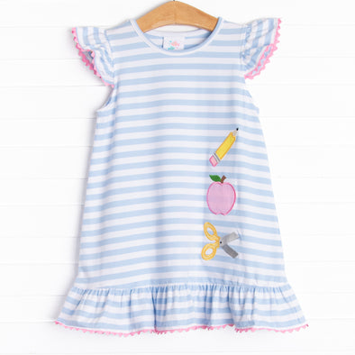 Classroom Essentials Applique Dress, Blue Stripe