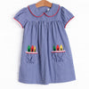 Color Me Happy Applique Dress, Blue