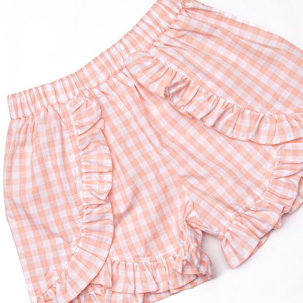 Shepherding Fields Smocked Ruffle Short Set, Pink