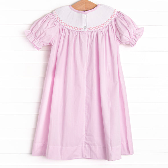 Baby Bunnies Smocked Bishop Dress, Pink