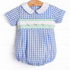 Shepherding Fields Smocked Bubble, Blue