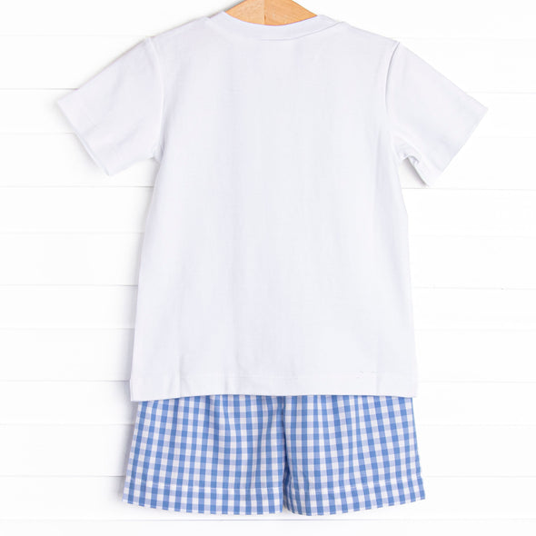 Shepherding Fields Smocked Short Set, Blue