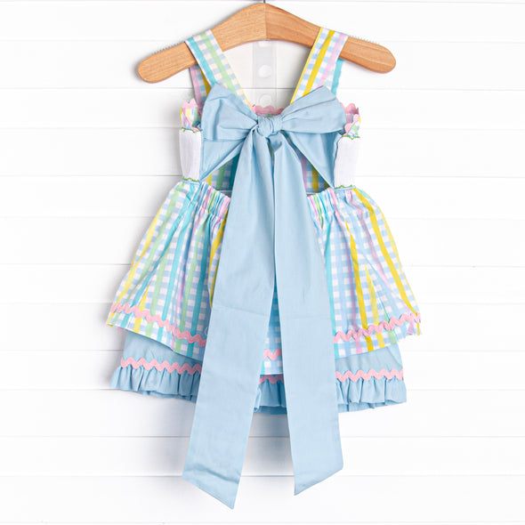 Sprouts of Spring Smocked Ruffle Short Set, Blue