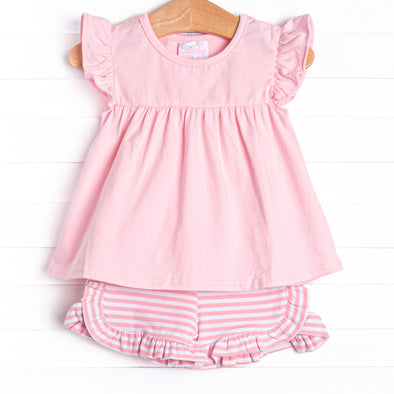 Calla Short Set, Light Pink Stripe