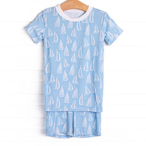 By the Bay Bamboo Pajama Short Set, Blue