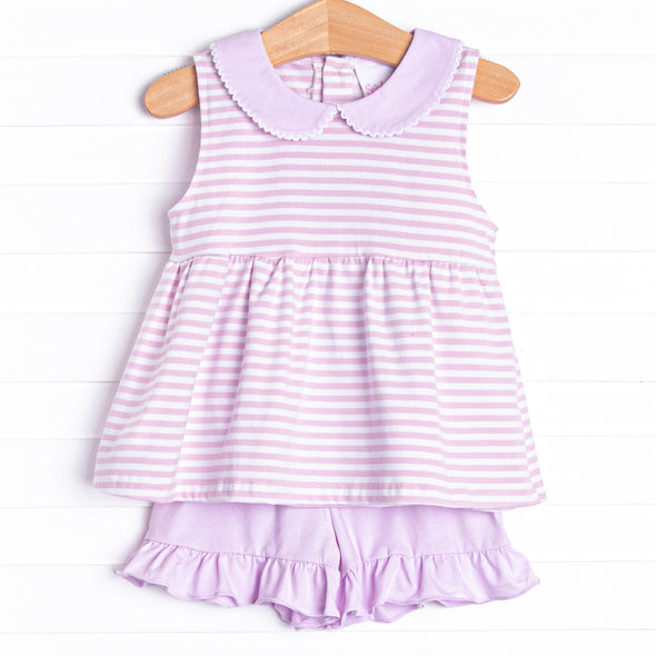 Pippa Short Set, Lilac Stripe