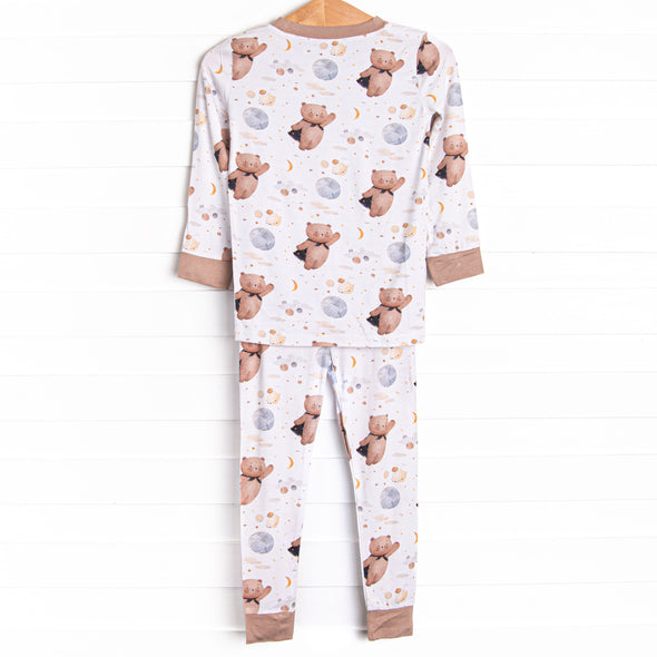 To the Moon Teddy Bamboo Pajama Set, Tan