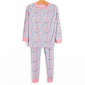 By the Bay Blooms Bamboo Pajama Set, Pink