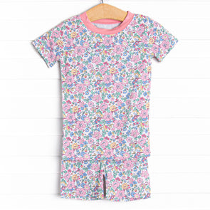 By the Bay Blooms Bamboo Pajama Short Set, Pink