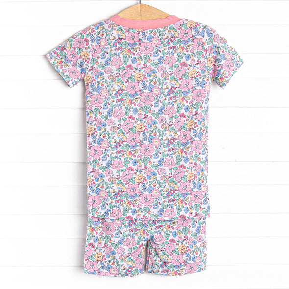 By the Bay Blooms Bamboo Pajama Short Set, Pink