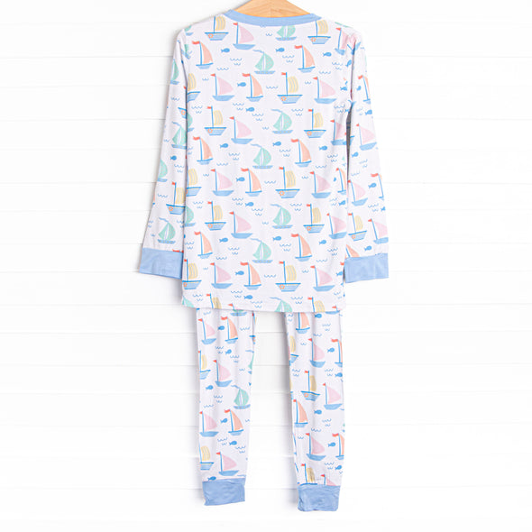 Dock Days Bamboo Pajama Set, Blue