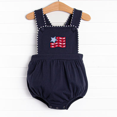 Old Glory Applique Sunsuit, Navy