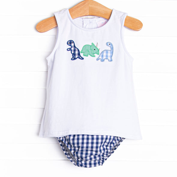 Dino Days Applique Diaper Set, Blue