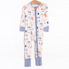 Farmer in the Dell Bamboo Zippy Pajama, Blue