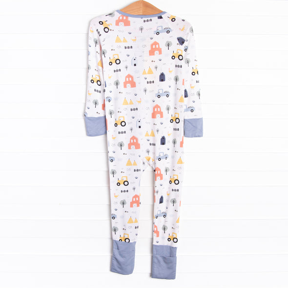 Farmer in the Dell Bamboo Zippy Pajama, Blue