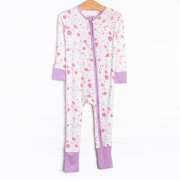 Floral Party Bamboo Zippy Pajama, Purple