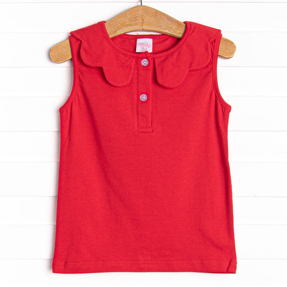 Samantha Scalloped Collar Sleeveless Top, (4 Colors)