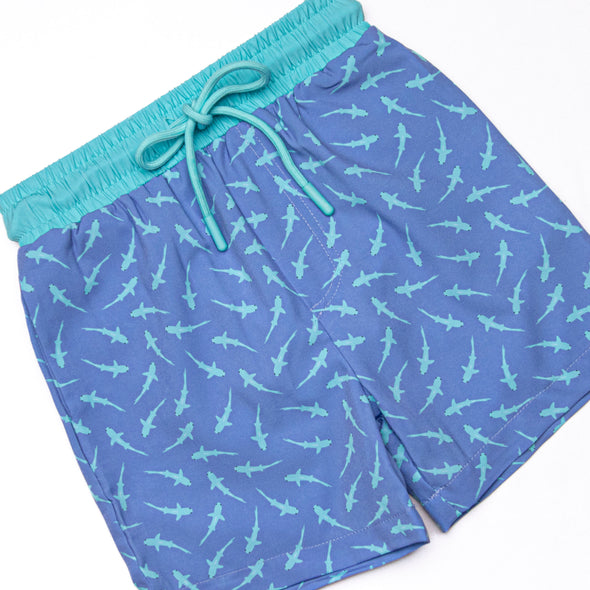 Tide Pool Teal Swim Trunks, Blue