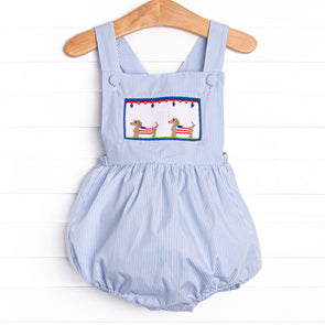 Hot Dog Holiday Smocked Bubble, Blue