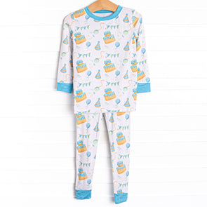 Birthday Bash Bamboo Pajama Set, Blue