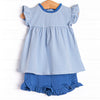 Grace Short Set, Medium Blue Stripe