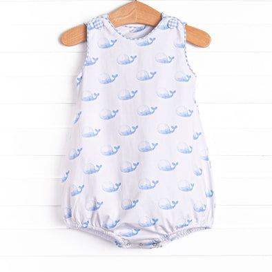 Watercolor Whales Boy Bubble, Blue