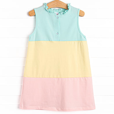 Color Block Clara Dress, Aqua