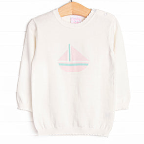 Coastal Comfort Girl Sweater, White