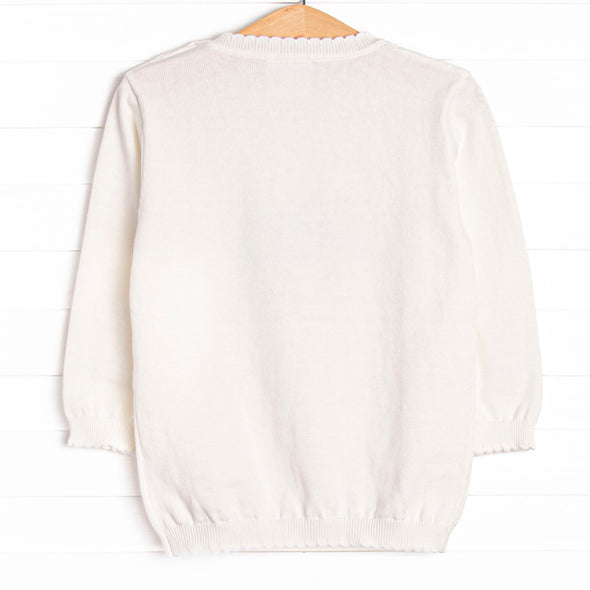 Coastal Comfort Girl Sweater, White